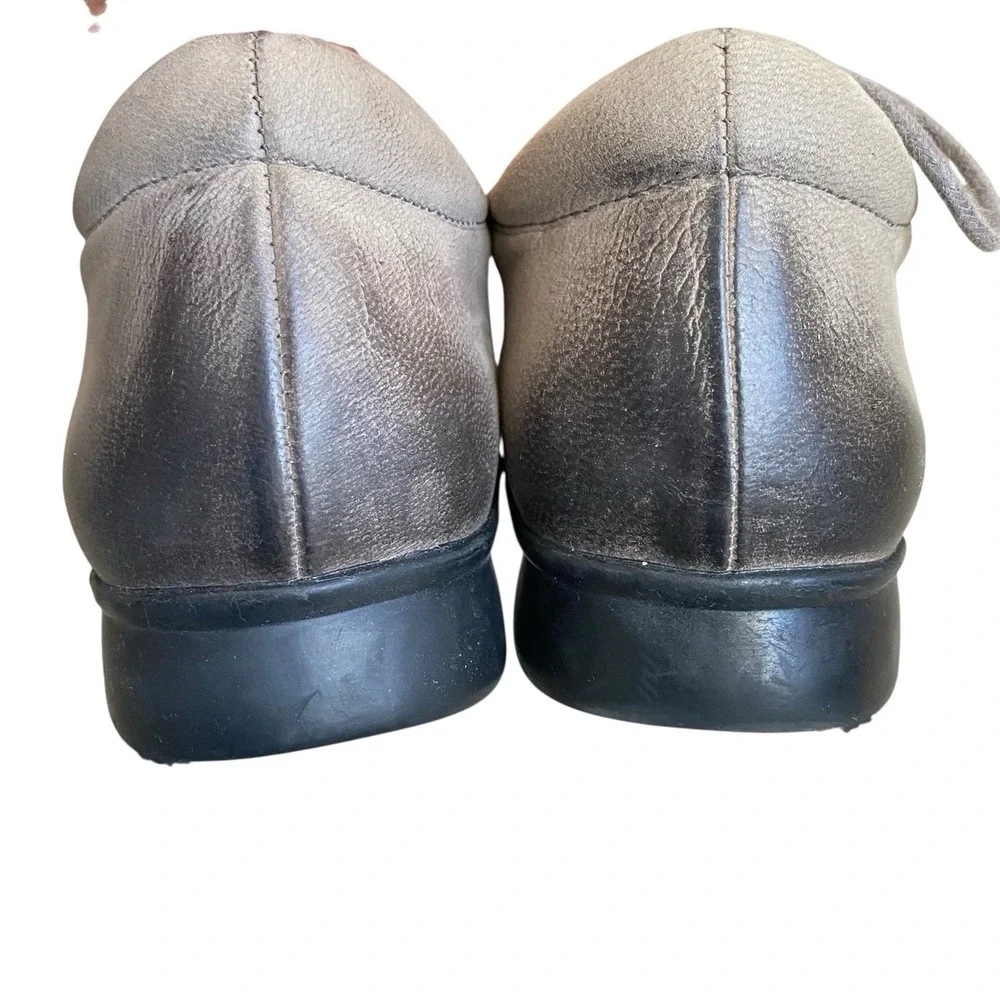 Aetrex Shoes Women 7.5 Gray Leather Flat Lace Up Retro Prairie Cottage Sienna